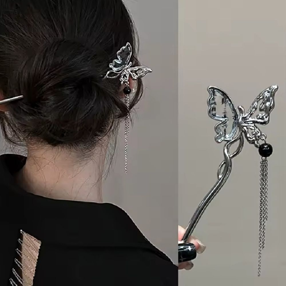 Brand New Black & Silver Butterfly Hair Pin
